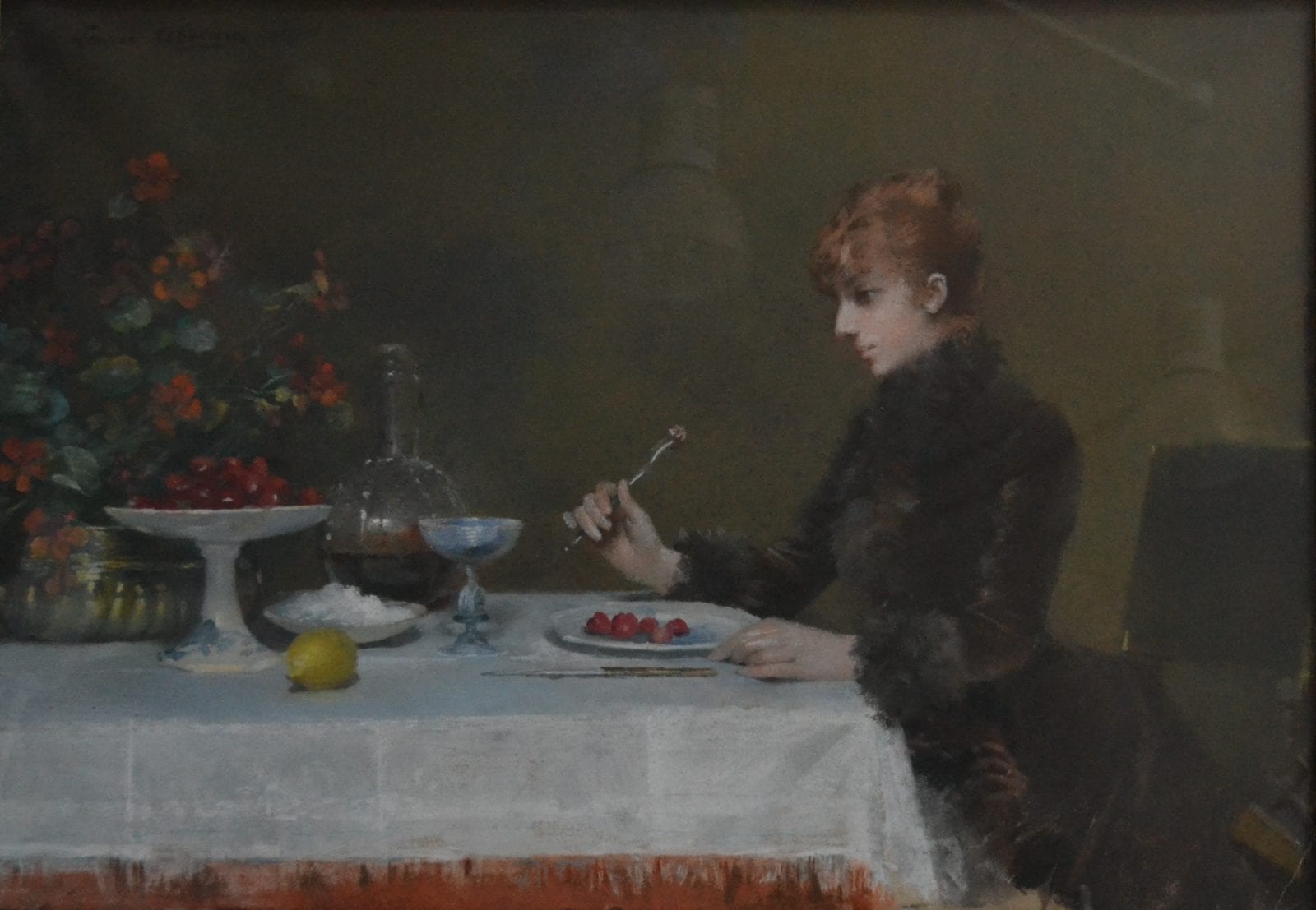 Louise ABBÉMA_Sarah Bernhardt à table, 1885