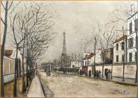 Utrillo Maurice, L'Avenue de Versailles et la tour Eiffel, peinture 1920, belle enchère, 187500€, vente Tessier Sarrou 2018