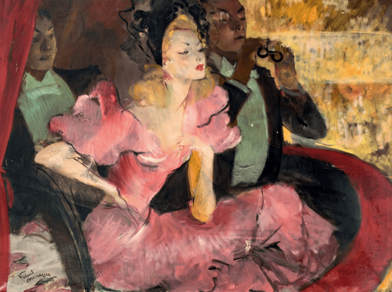 Domergue Jean Gabriel, dans la loge, belle enchère, 131250€, vente Tessier Sarrou