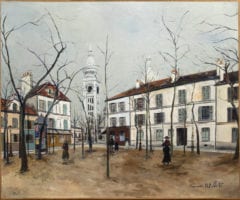Maurice Utrillo, place du tertre, circa 1918, belle enchère, 175000€, vente Tessier Sarrou novembre 2018.