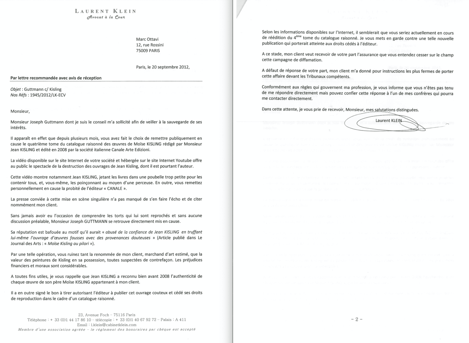 Lettre avocat 2012